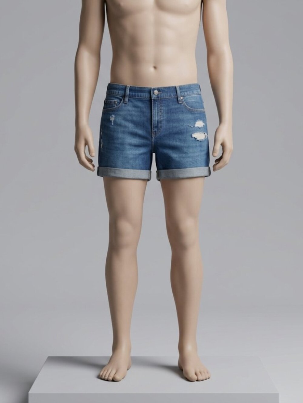Old Navy Shorts Women's Size 16 ‘OG Straight’ High Rise Blue Jean Denim Roll Hem